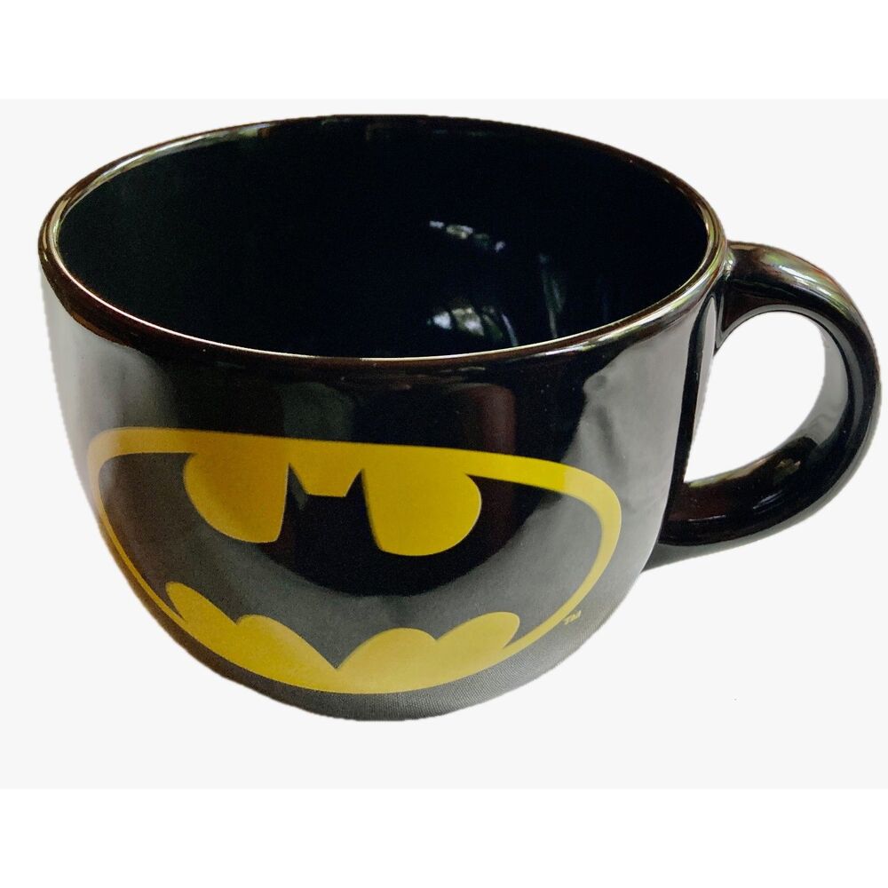 DC Comics Batman Logo Cup Coffee Ceramic Soup Mug 24 oz Excellent Condition